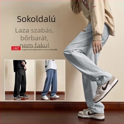 Férfiaknak szóló egyenes szabású farmernadrág, distressed, középmagas derék, pamut, egyenes szár, téli viselet