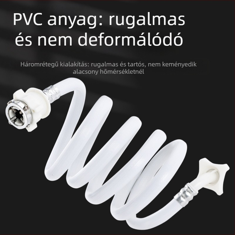 Mosógép vízbevezető cső – anti-esés kiegészítő, 4 menet, PVC/rozsdamentes acél, modell 00261, kézi szerelés