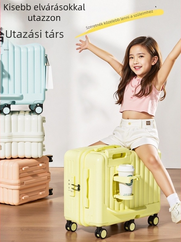 Ülő gyerekeknek való utazótáska 360° görgőkkel, ABS+PC anyag, cipzáras zárás, uniszex, 3 kg