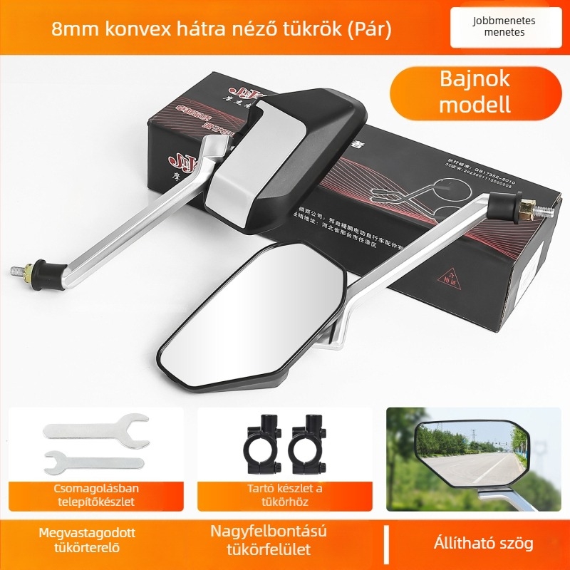 Hátsó tükröző tükör elektromos motorkerékpárokhoz, ABS műanyag + üveg, Mogelon