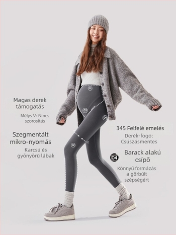 JOYNCLEON terhes nők melegítő leggings fleece béléssel, hosszú, gyapjú-keverék anyag, magas derék, karcsú fazon, őszi-téli mindennapi viselet