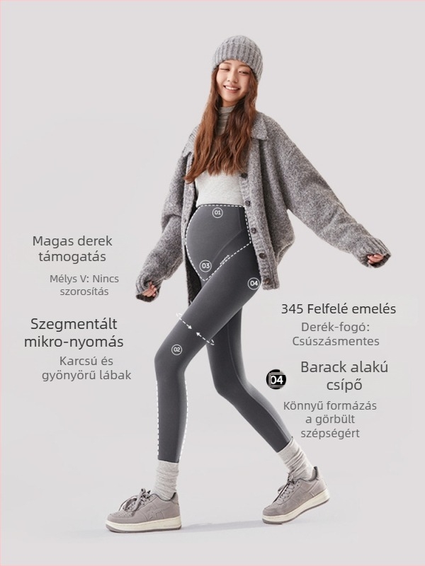 JOYNCLEON terhes nők melegítő leggings fleece béléssel, hosszú, gyapjú-keverék anyag, magas derék, karcsú fazon, őszi-téli mindennapi viselet