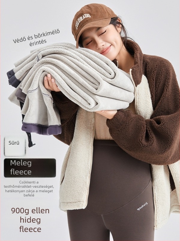 JOYNCLEON terhes nők melegítő leggings fleece béléssel, hosszú, gyapjú-keverék anyag, magas derék, karcsú fazon, őszi-téli mindennapi viselet