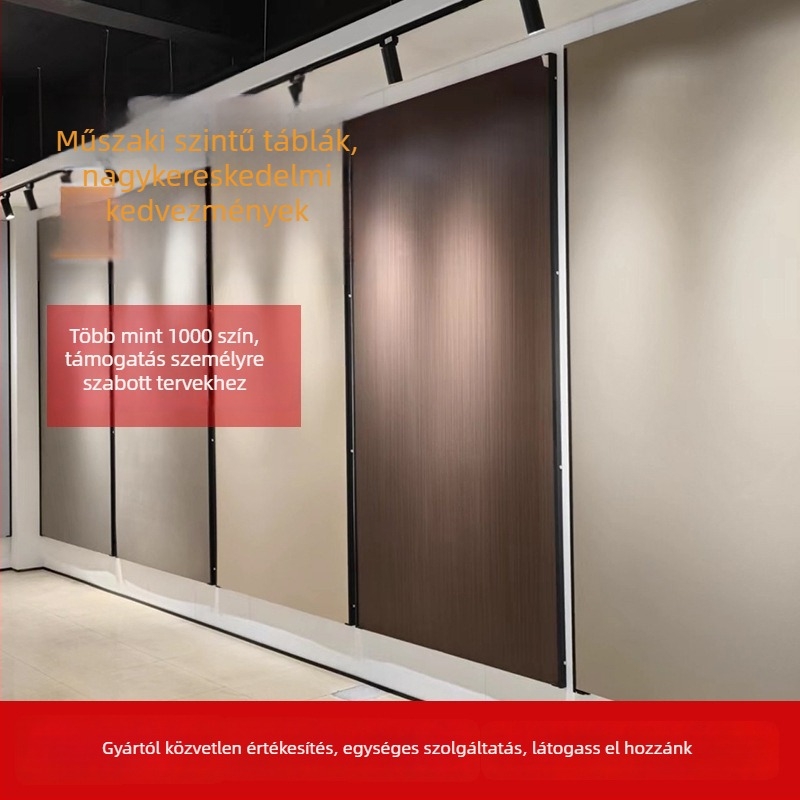 Fali panel, zökkenőmentes karbon-kristály PVC, fa furnér festés nélkül, hangszigetelés 20 dB, hővezetés 0.125 W/m·K