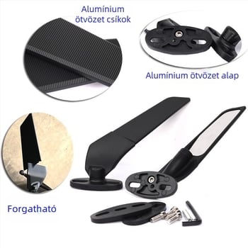 Motorkerékpár visszapillantó tükör integrált jelzőlámpával, négyszögletes tükör, alumíniumötvözet, modell 32352656.