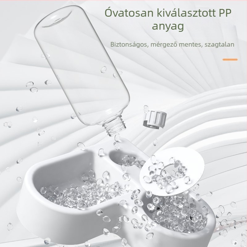 Szív alakú automata macska tál vízadagolóval, két tál, műanyag, Beech márka