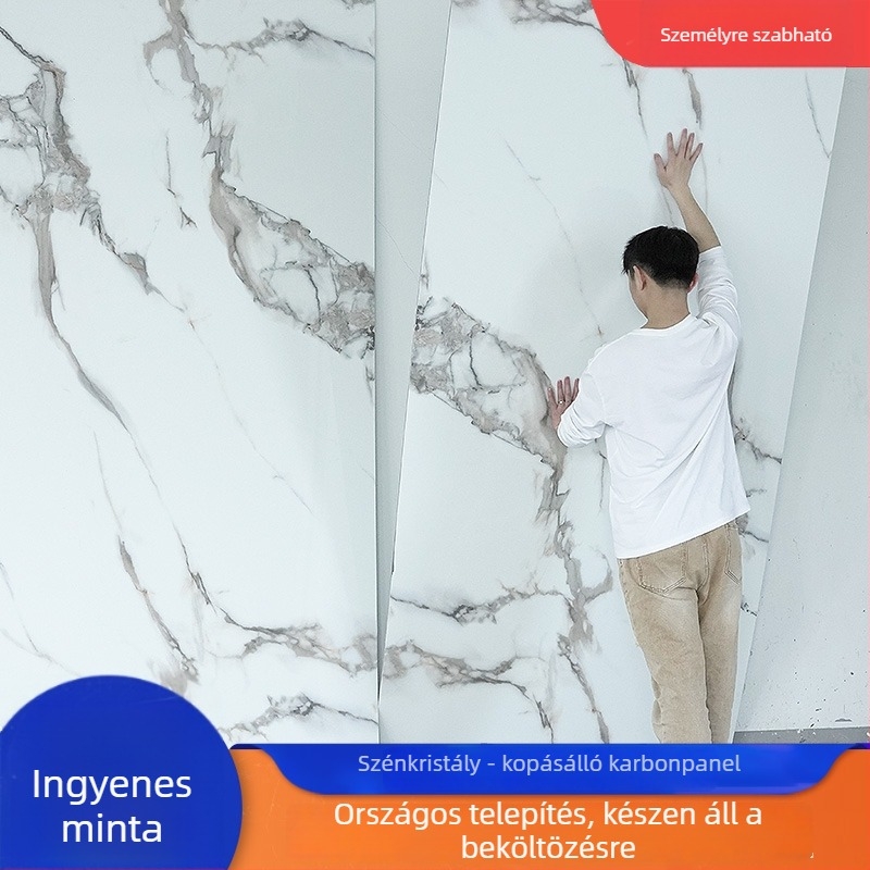 Szénkristály falpanel, integrált falburkolat, anyag: bamboo-wood fiber + bamboo charcoal, beltéri dekoráció, kőhatás felület