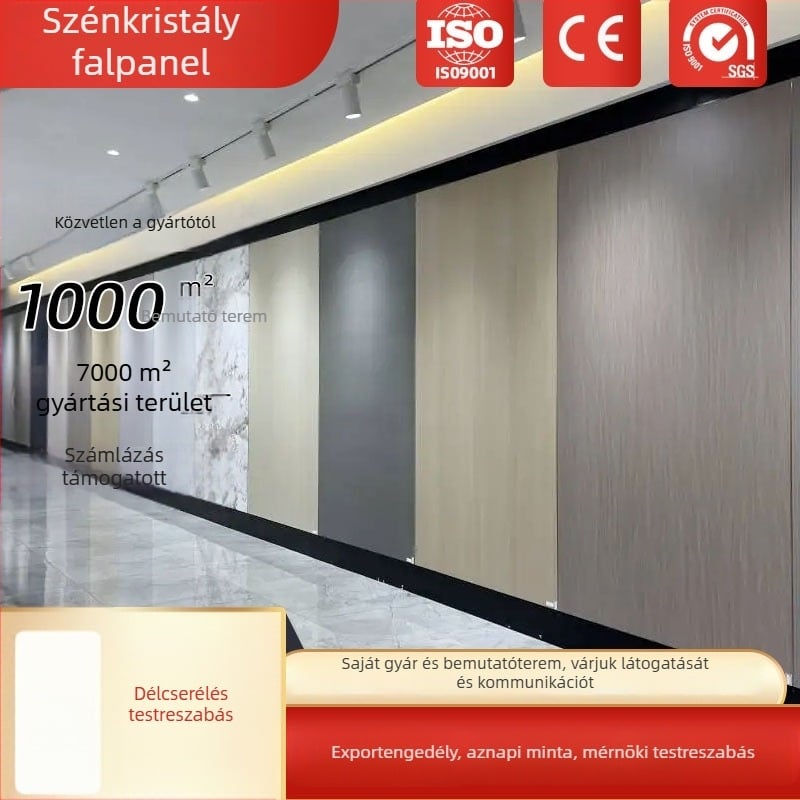 PVC-ból készült szén-kristály panel, 8 mm vastagságú, sík falpanel lakás, hotel és iroda dekorációhoz