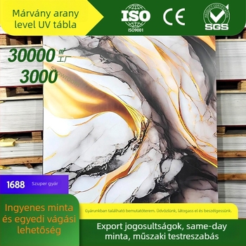 UV falpanel kő-plasztikából, SPC kő-kristály falpanel, magasfényű márványhatás, vízálló és tűzálló, telepítés elérhető