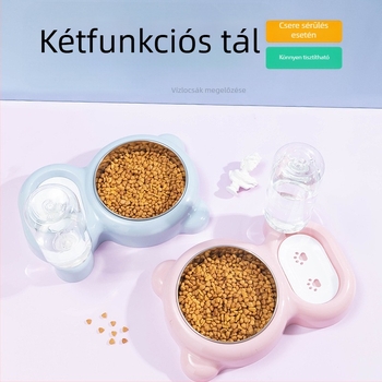 Macska dupla tálas automata etető — műanyag; Mengcheng; macskáknak