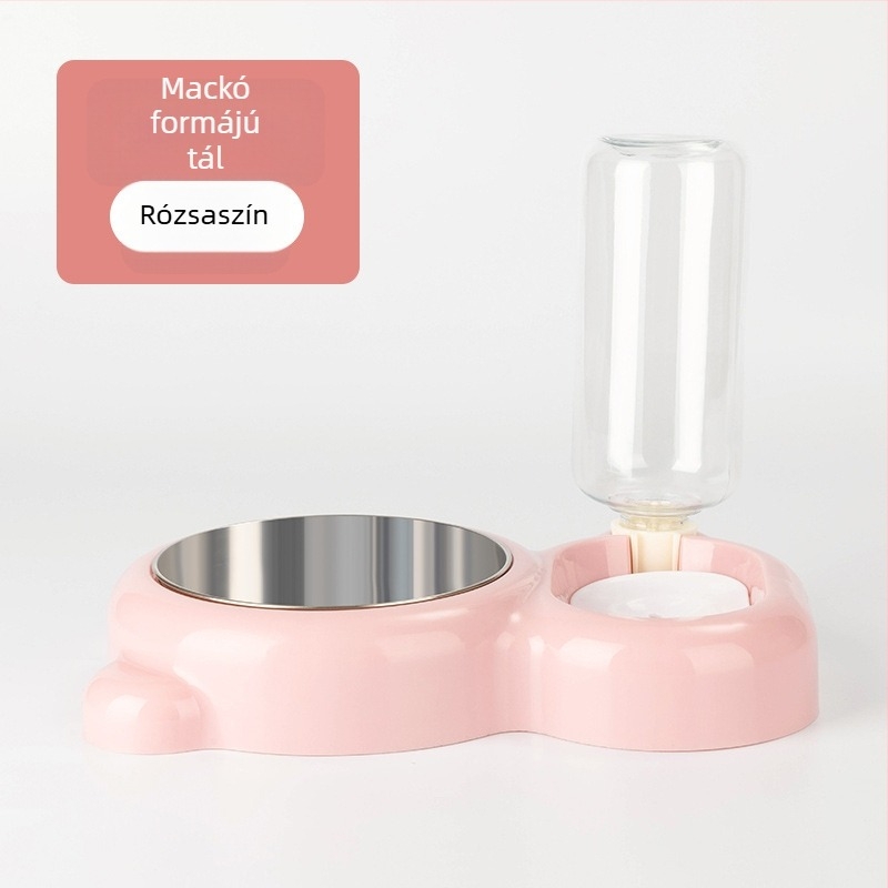 Macska dupla tálas automata etető — műanyag; Mengcheng; macskáknak