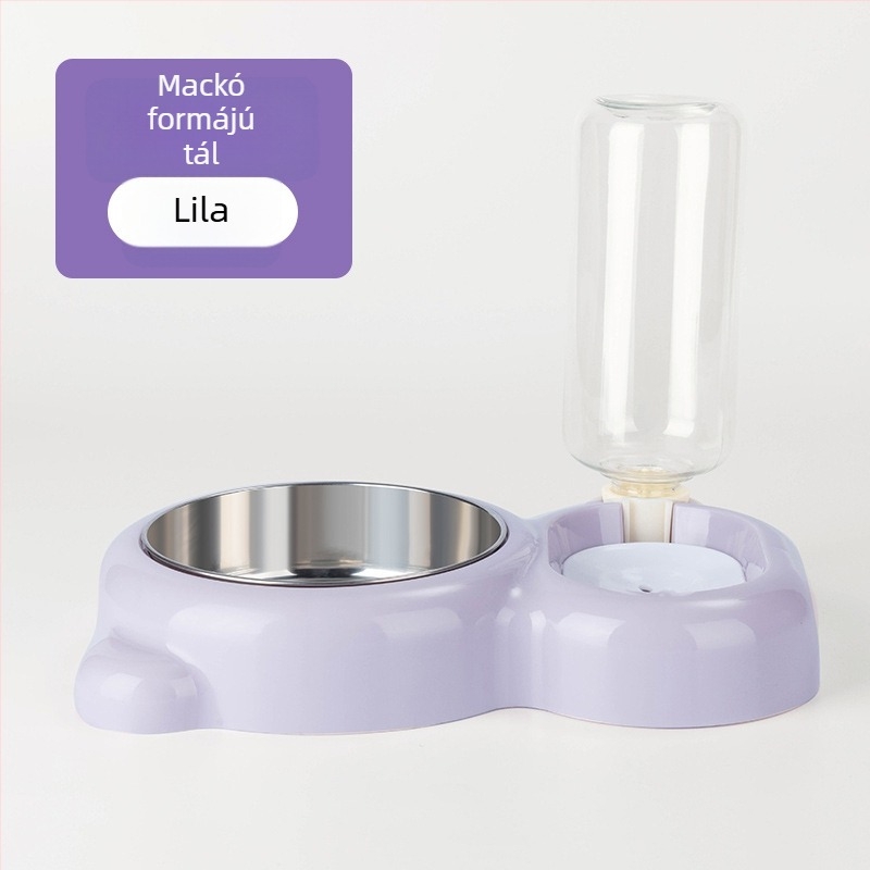 Macska dupla tálas automata etető — műanyag; Mengcheng; macskáknak
