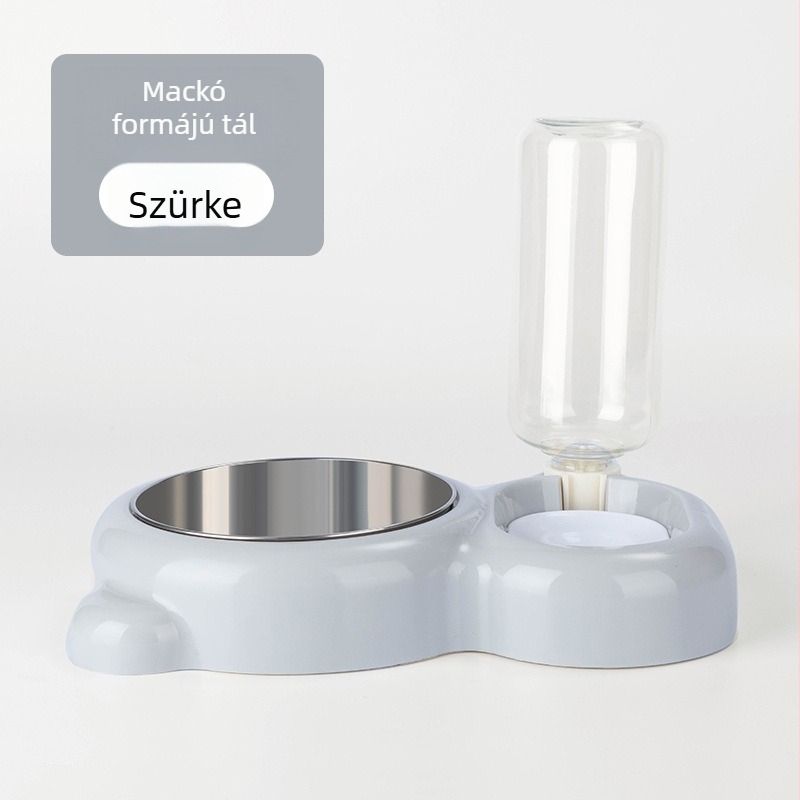 Macska dupla tálas automata etető — műanyag; Mengcheng; macskáknak