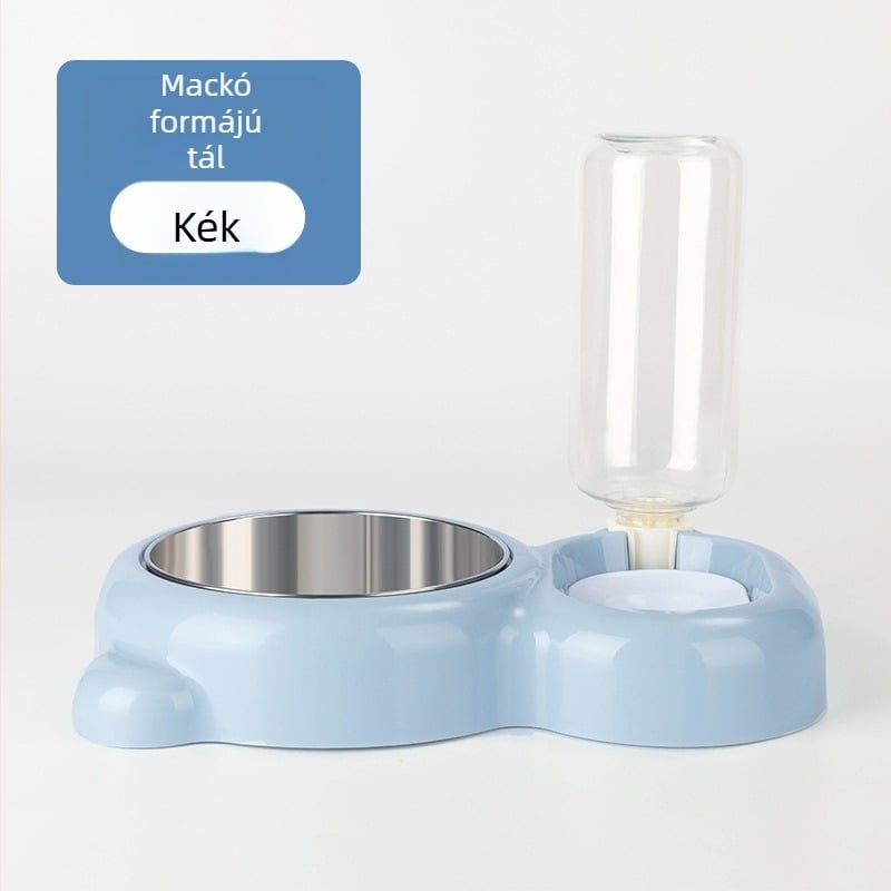Macska dupla tálas automata etető — műanyag; Mengcheng; macskáknak