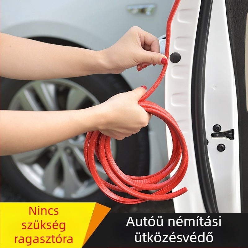 Autó U-formájú PVC tömítőszalag ragasztómentes ajtóvédő, karcolás elleni védelem, 500 mm, fekete