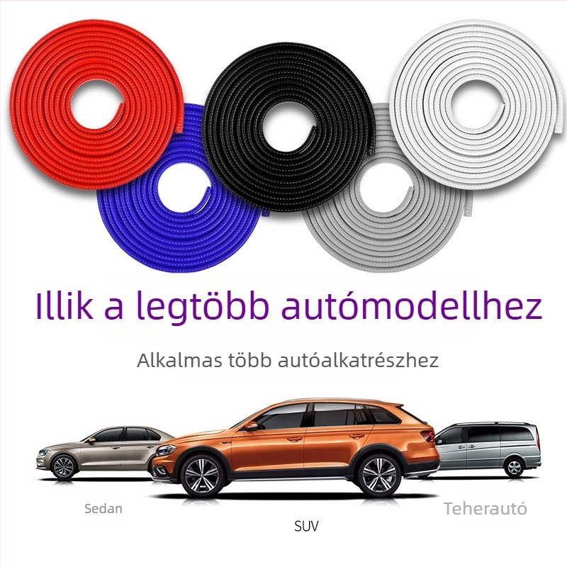 Autó U-formájú PVC tömítőszalag ragasztómentes ajtóvédő, karcolás elleni védelem, 500 mm, fekete
