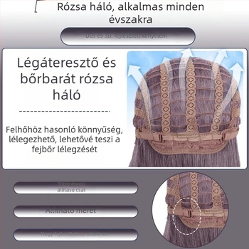 Hosszú egyenes paróka ferde frufruval, természetes stílus, hőálló szálból, nőknek