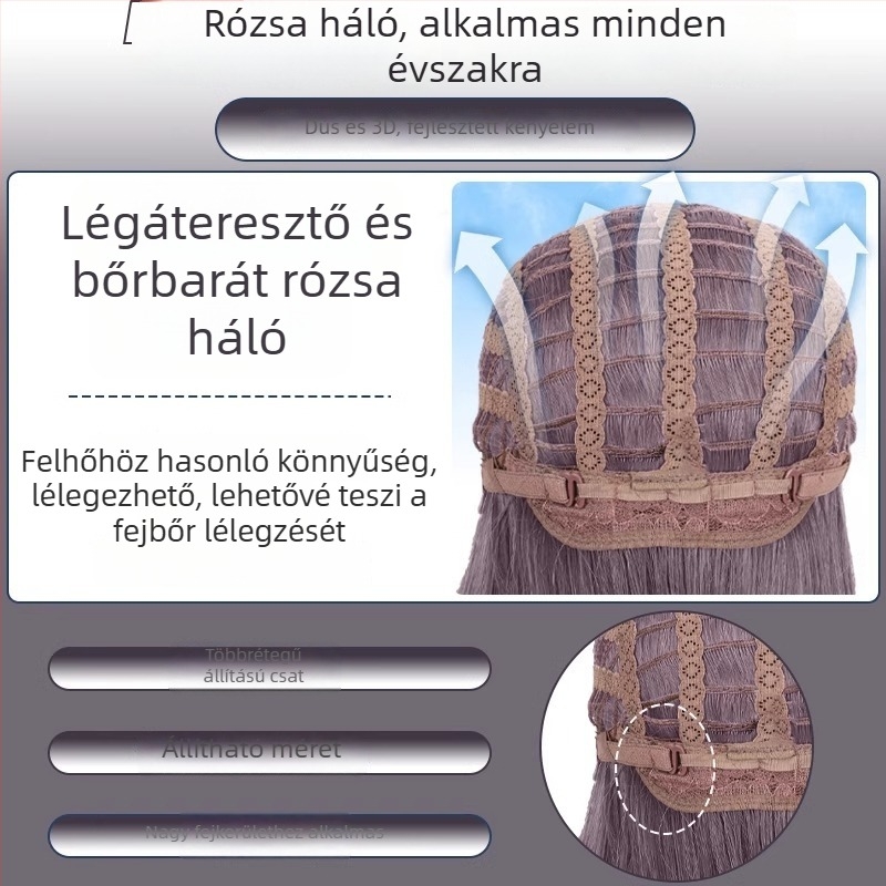 Hosszú egyenes paróka ferde frufruval, természetes stílus, hőálló szálból, nőknek