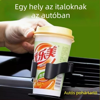 Autóba szerelhető pohár tartó, összecsukható a légkivezetőhöz, rezgésmentes, ABS anyag