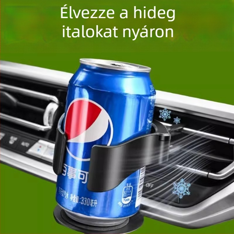 Autóba szerelhető pohár tartó, összecsukható a légkivezetőhöz, rezgésmentes, ABS anyag