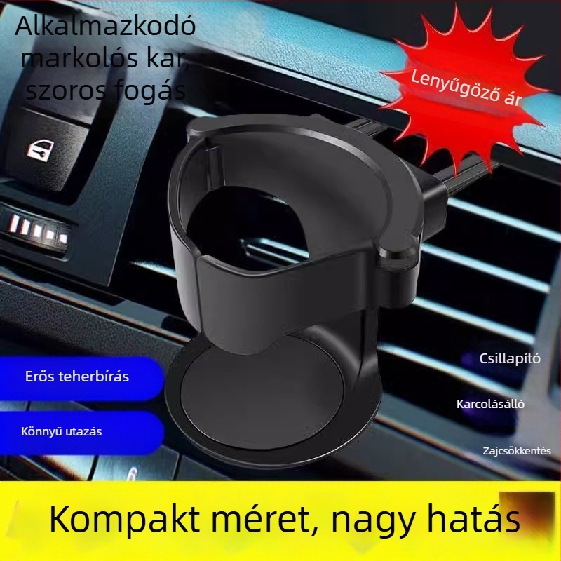 Autóba szerelhető pohár tartó, összecsukható a légkivezetőhöz, rezgésmentes, ABS anyag