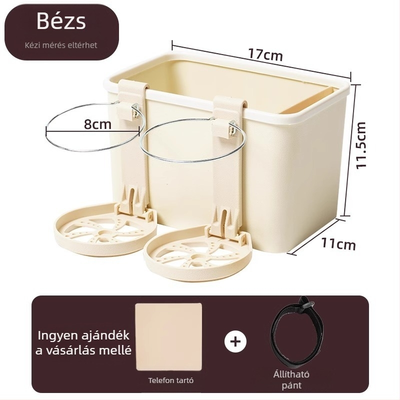 Autóba szerelhető pohár tartó, összecsukható a légkivezetőhöz, rezgésmentes, ABS anyag