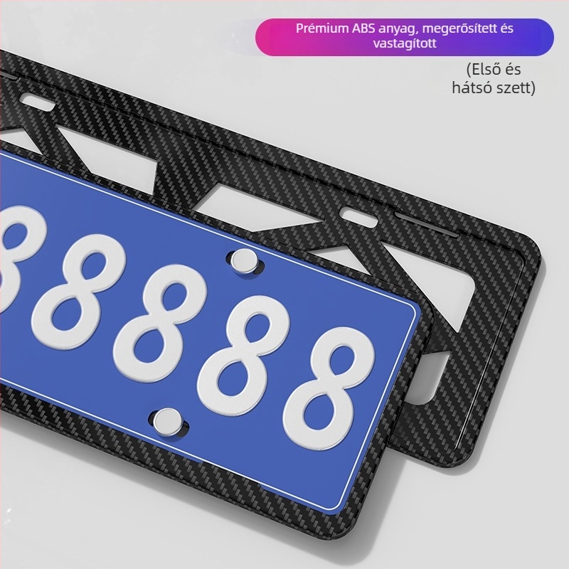 Autó rendszámtábla keret, ABS műanyag, univerzális, testreszabható feldolgozás, a rendszámtábla rögzítéséhez