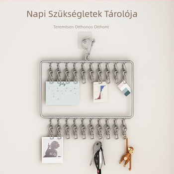 Rozsdamentes acél ruhafogas több klippes, erkélyen szárításhoz – ruhák, nadrágok és nyakkendők, testreszabható