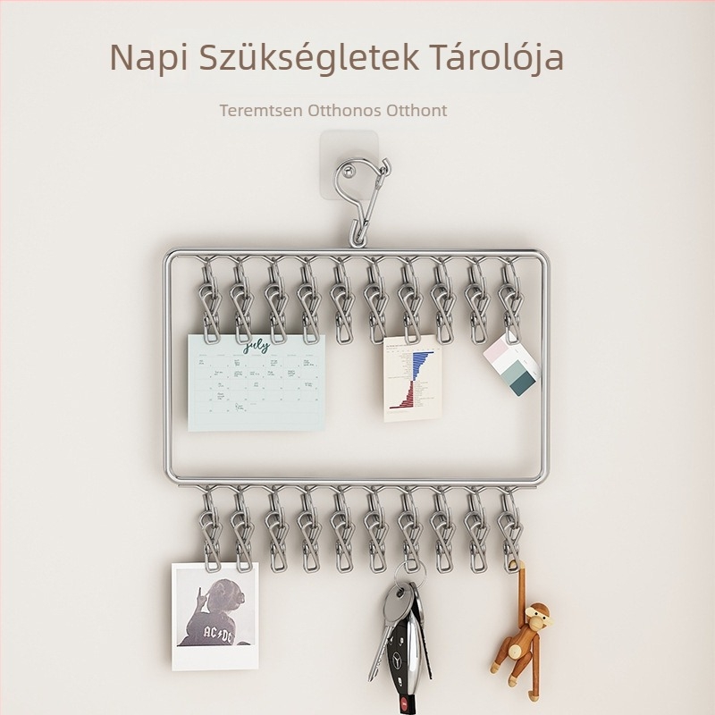 Rozsdamentes acél ruhafogas több klippes, erkélyen szárításhoz – ruhák, nadrágok és nyakkendők, testreszabható