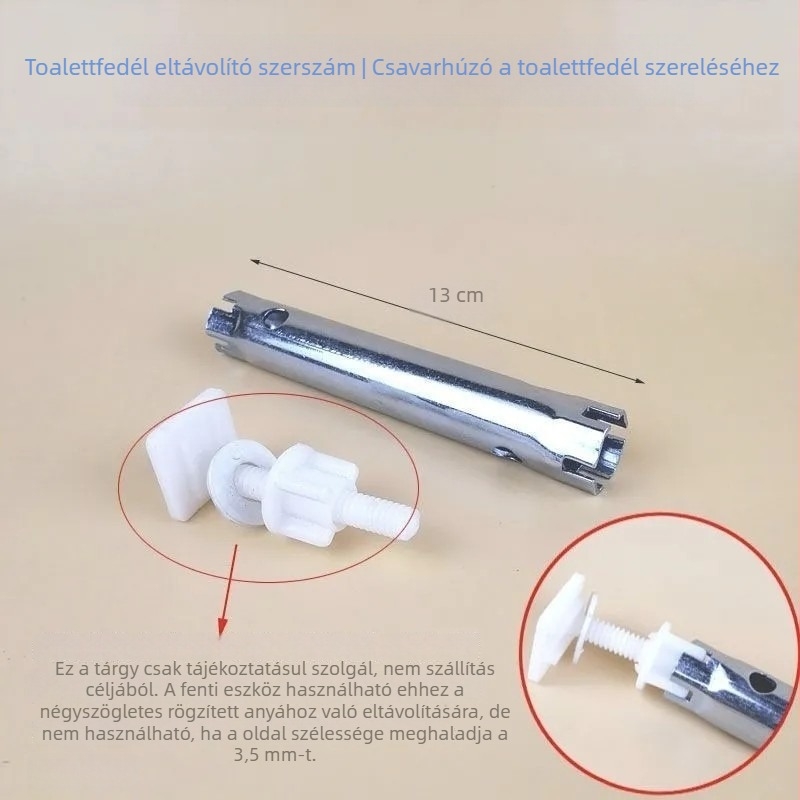 WC-ülés szereléséhez socket kulcs, dupla végű, szénacél, metrikus