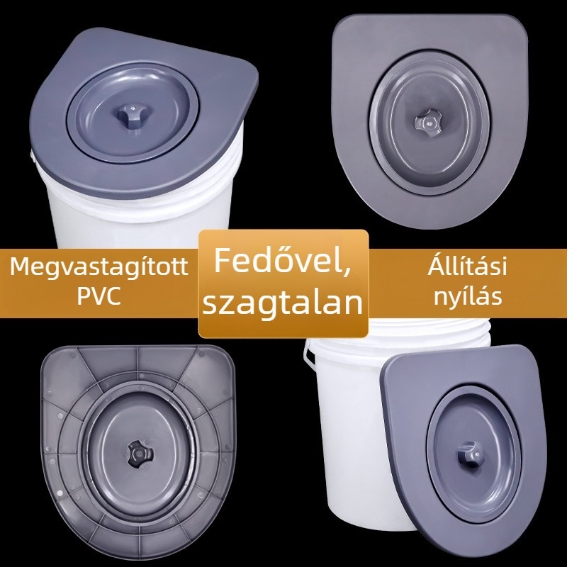 Univerzális WC-ülésgyűrű fedővel, vastított, hordozható idős személyek számára • Anyag: PP tábla • Stílus: standard/modern/minimalista • Eredet: Hebei