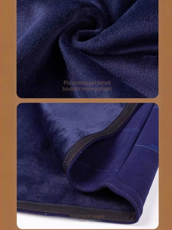 Férfi ing fleece-beléssel, kockás mintázat, négyszögletes gallér, karcsúsított szabás, téli