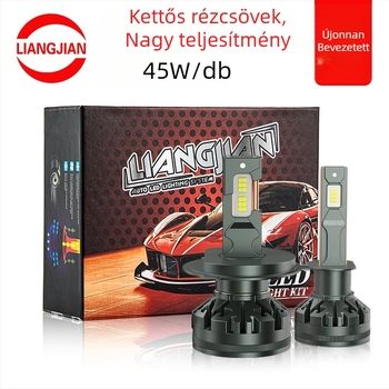 Autó LED fényszóró kettős rézcsővel, 100W, 3570 LED chip, IP68, 9-36V, 7000 lm, alumínium tokozás