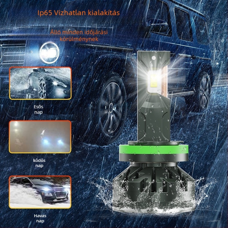 Autó LED fényszóró kettős rézcsővel, 100W, 3570 LED chip, IP68, 9-36V, 7000 lm, alumínium tokozás