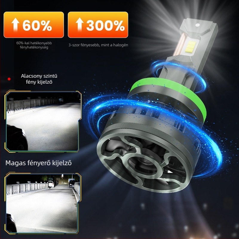 Autó LED fényszóró kettős rézcsővel, 100W, 3570 LED chip, IP68, 9-36V, 7000 lm, alumínium tokozás