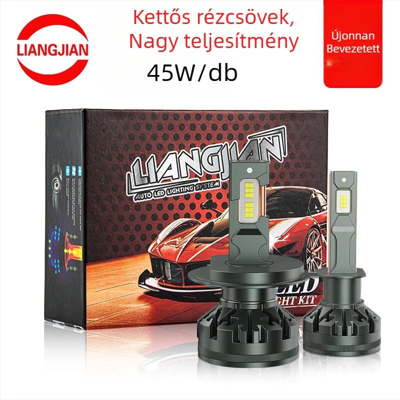 Autó LED fényszóró kettős rézcsővel, 100W, 3570 LED chip, IP68, 9-36V, 7000 lm, alumínium tokozás