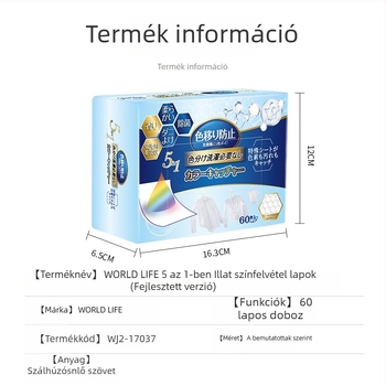 5 az 1-ben színelnyelő mosólap kevert anyagú ruhákhoz, megakadályozza a színek átvitelét, illatos (WORLD LIFE/And craftsman)