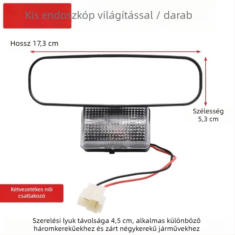 Mojielong 12V konvex visszapillantó tükör beépített világítással zárt négykerekű személyautóhoz