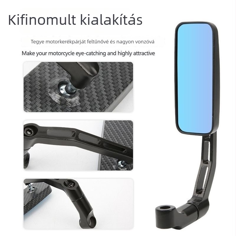Alumíniumötvözetből készült motorkerékpár visszapillantó tükör, négyzet alakú, modell JGTZ