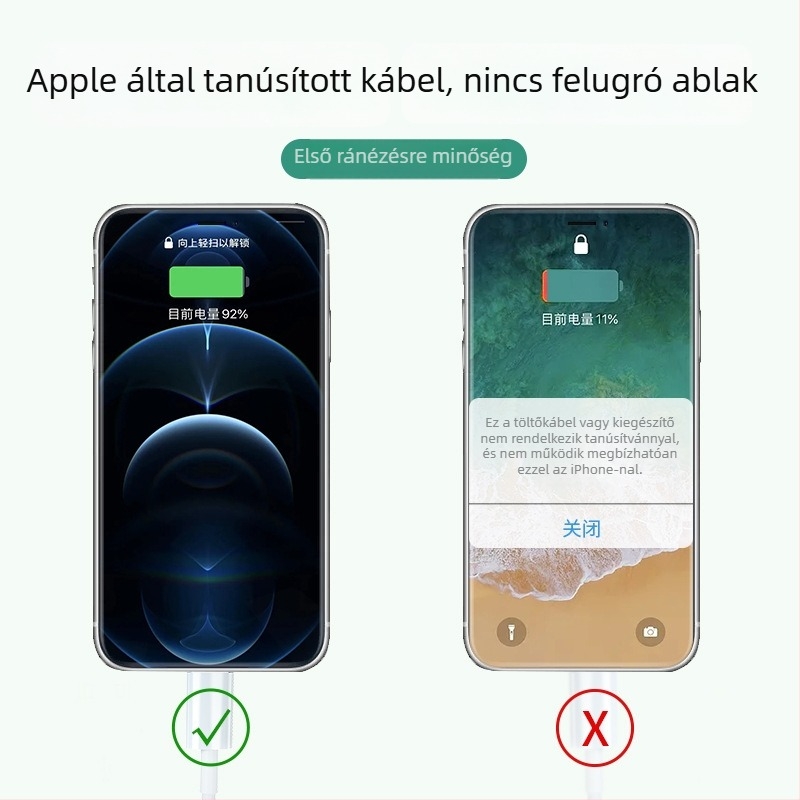 iPhone 7/8 Plus töltőkábel, Lightning csatlakozó, USB gyors töltés, 2A, adatátvitel