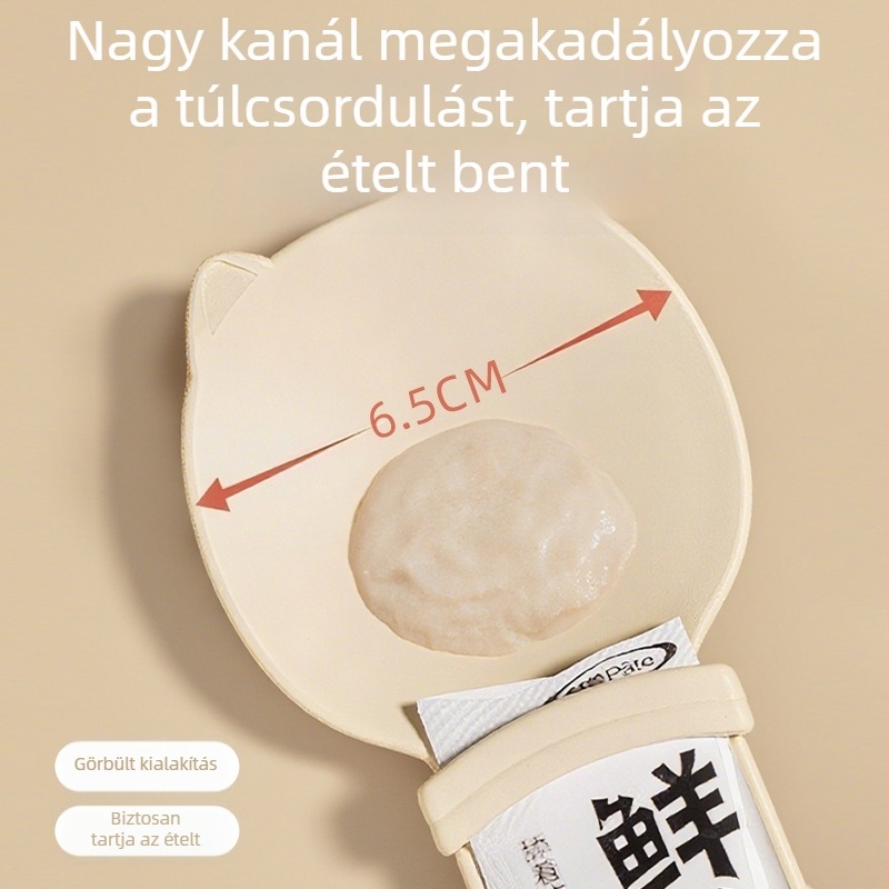 Plasztikus macska etetőkanál — húsos püréhez és folyékony jutalomfalatokhoz; pawsarti; modell Zzpd-a011; macskáknak; kézi etetés