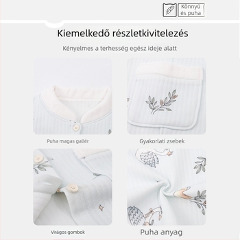 Kismama pizsama szett alváshoz levegő-pamut réteggel, minimalista stílusú kardigán, meleg télen és ősszel