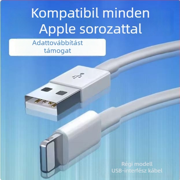 Geyunge Apple USB töltőkábel gyors töltéssel iPhone és iPadhez, PVC kábel, maximális kimenet 3–5 A