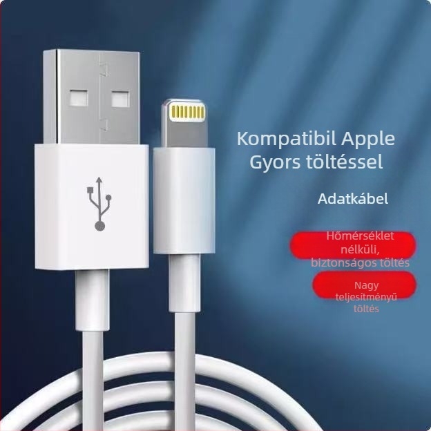 Geyunge Apple USB töltőkábel gyors töltéssel iPhone és iPadhez, PVC kábel, maximális kimenet 3–5 A