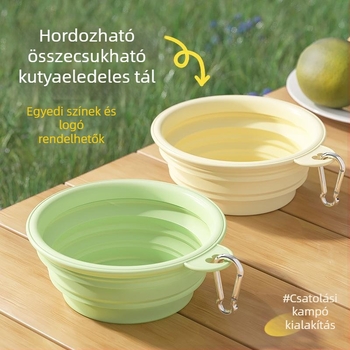 Összecsukható cicatál — hordozható utazótál, TPE+ABS anyagból, vízre és élelemre, kültéri használatra