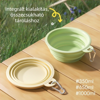 Összecsukható cicatál — hordozható utazótál, TPE+ABS anyagból, vízre és élelemre, kültéri használatra
