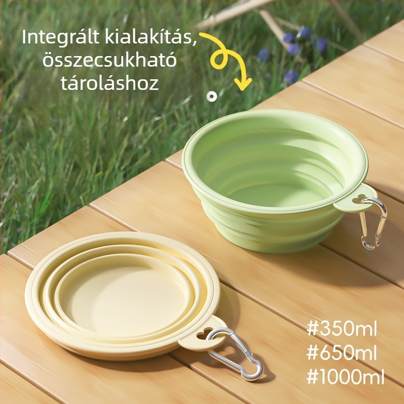 Összecsukható cicatál — hordozható utazótál, TPE+ABS anyagból, vízre és élelemre, kültéri használatra