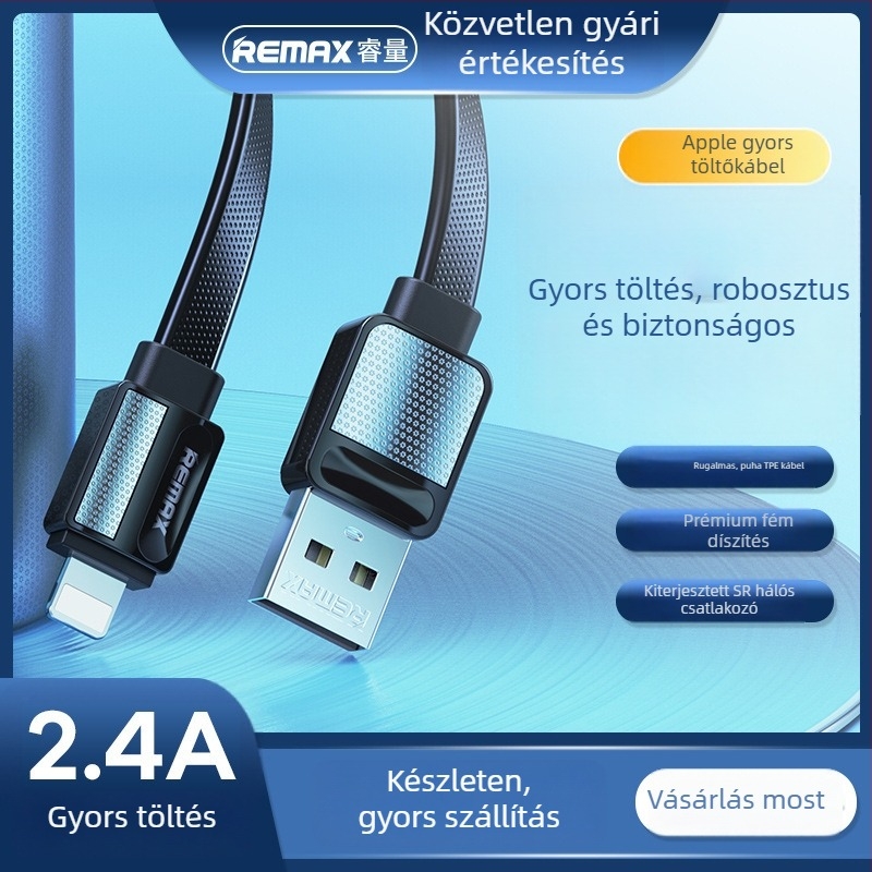 Remax USB-A USB-C gyors töltőkábel, 2.4A, 10W, PC+ABS