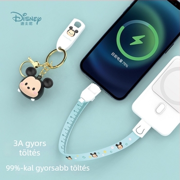 Disney három az egyben karkötő adatkábel: Lightning, Micro USB és Type-C, gyors töltés, TPE anyag, max. 3A, kompatibil Apple és Huawei