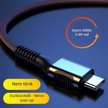 USB denim töltőkábel Type-C Apple készülékekhez, gyors töltés, 36W, alumínium ötvözet